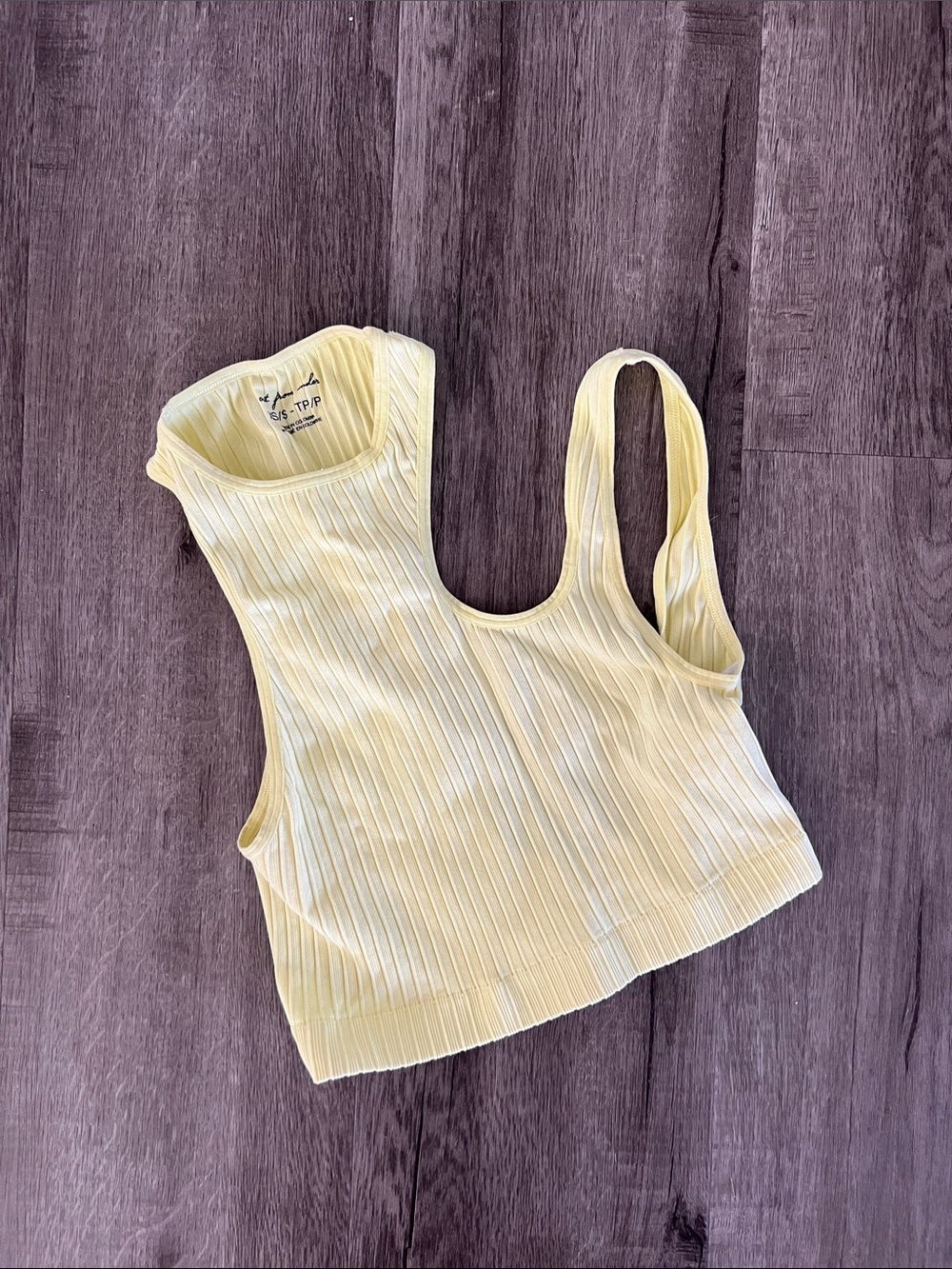 Urban Outfitters Pale Yellow Ribbed Scoop Tank